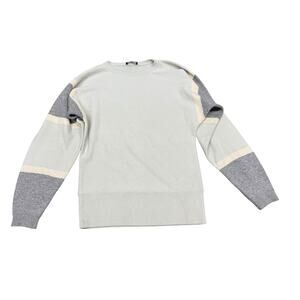 Theory 100% Cashmere Colorblock Sweater Pale Winter Green Husky Ivory sz XS